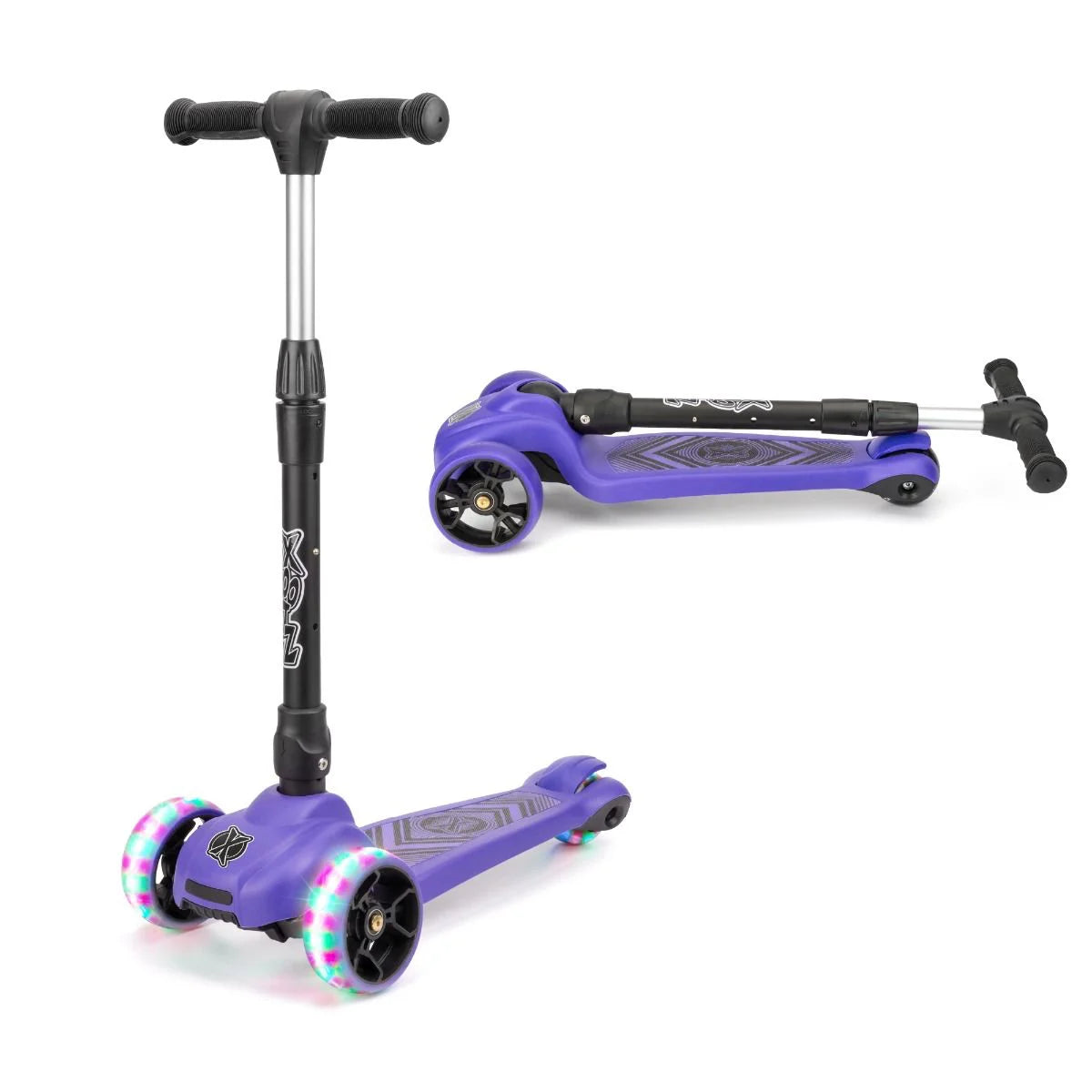 Adjustable Height Scooter for Kids and Adults-Xootz Scout Tri-Scooter - Purple