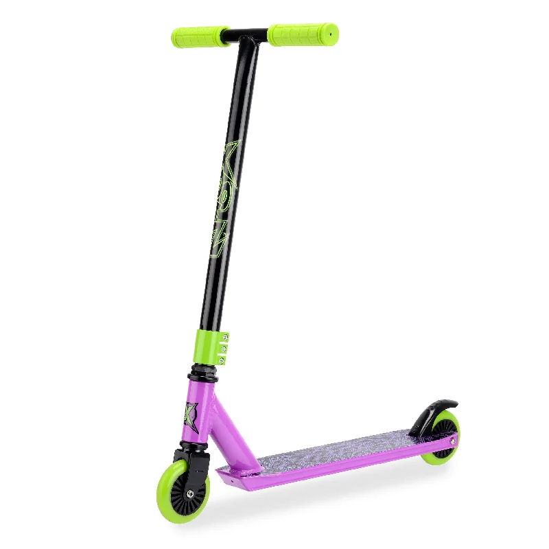 Premium Kick Scooter for Daily Use-XOOTZ® - STUNT SCOOTER (Toxic Purple / Hazard Red)