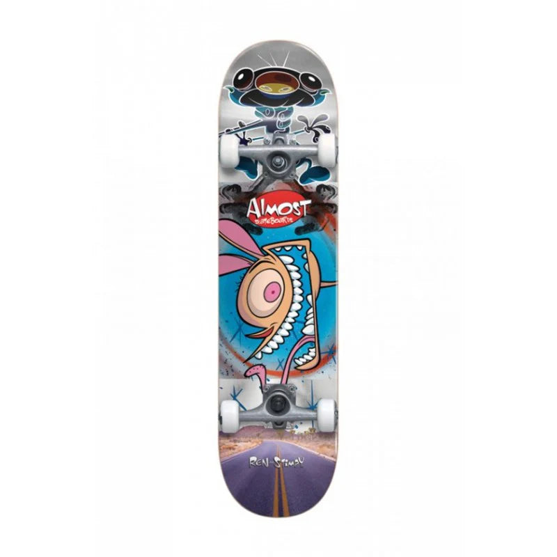 Lightweight Longboard Skateboard for Cruising-Almost Ren & Stimpy Freakout Youth Premium 7.375" Complete Skateboard