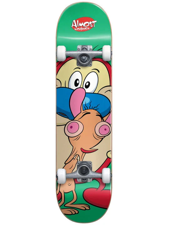 Durable Skateboard Wheels for Smooth Gliding-Almost Ren & Stimpy On My Back Resin 7" Complete Skateboard