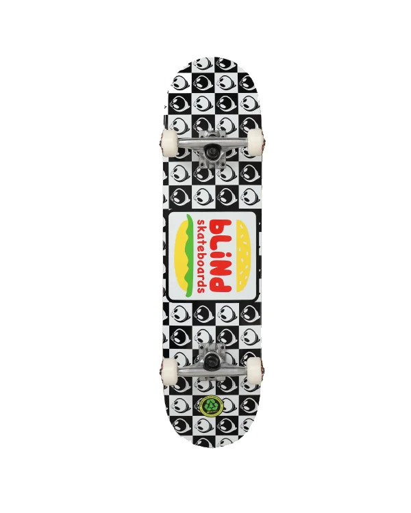 Portable Skateboard for Easy Transport-Blind Blind Burger First Push Black White 7.875" Complete Skateboard