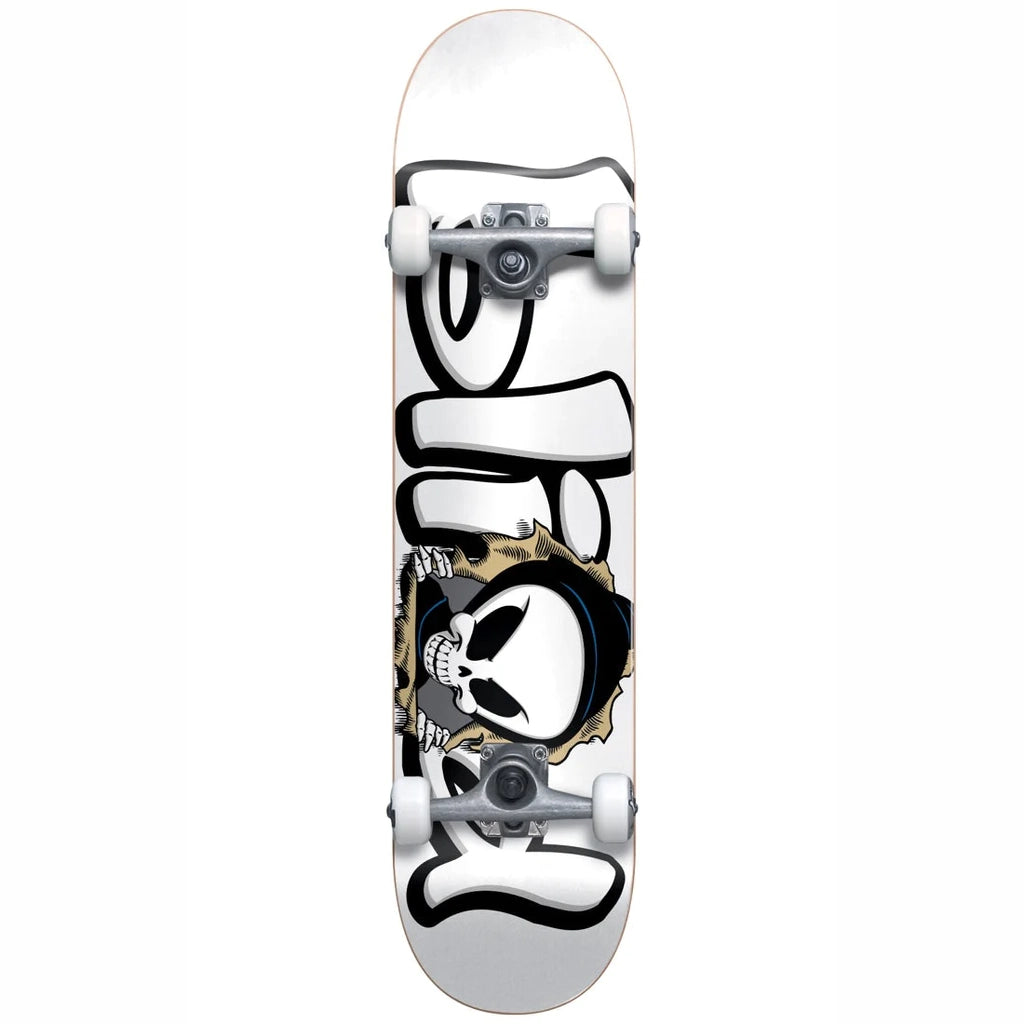 Smooth-Gliding Skateboard for Long Rides-Blind Bust Out Reaper Youth First Push w/ Soft Wheels White 7.625" Complete Skateboard