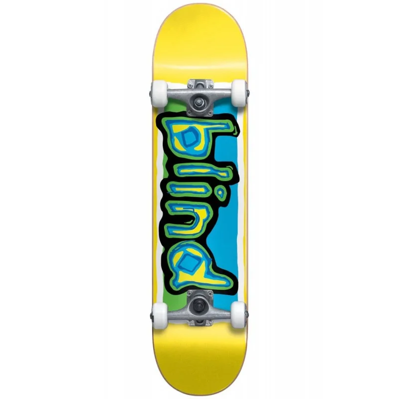 Compact Skateboard for Easy Carrying-Blind Colored Logo First Push Yellow 8" Complete Skateboard