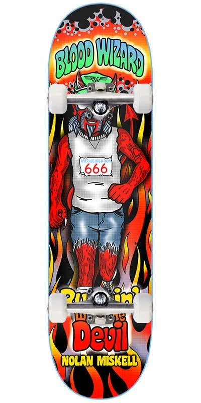 Complete Skateboard for Kids and Teens-Blood Wizard Runnin With The Devil Miskell Skateboard Complete - 9.00"