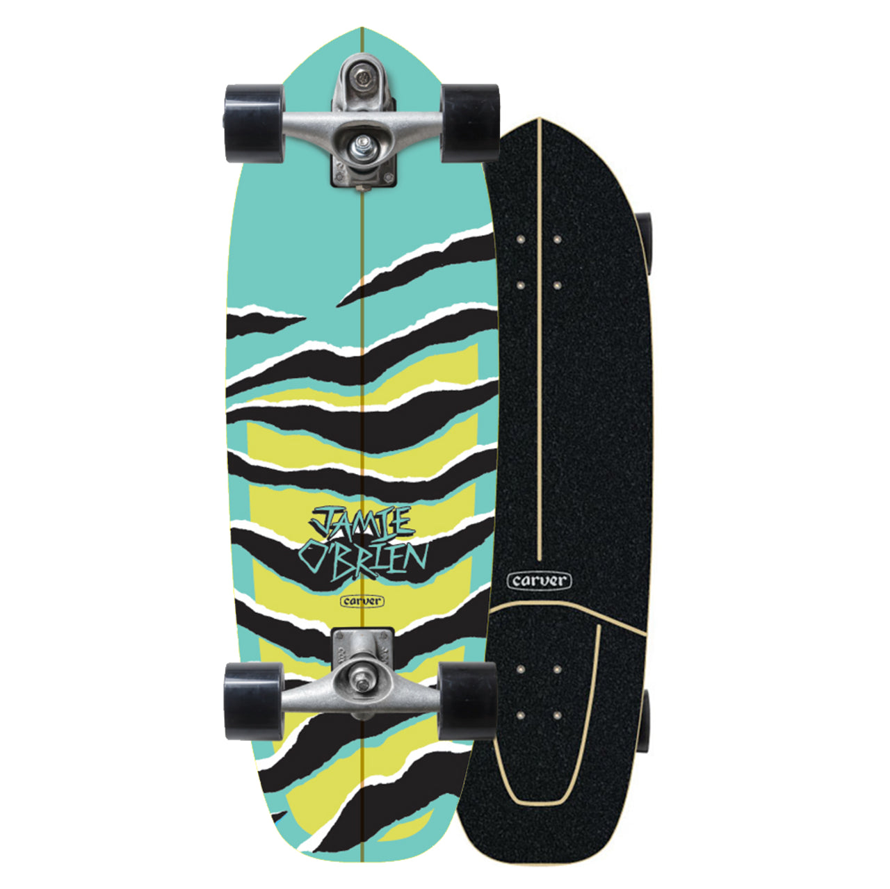 All-Terrain Skateboard for Outdoor Enthusiasts-Carver C7 JOB Aqua Tiger V3 31" w/ C7 Trucks - Surfskate Complete