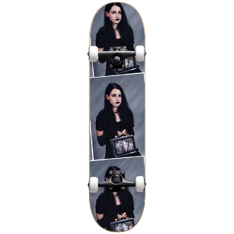 Eco-Friendly Bamboo Skateboard for Sustainable Fun-Darkstar Completes Goth Girl First Push Premium Black 7.875 Skateboard Complete