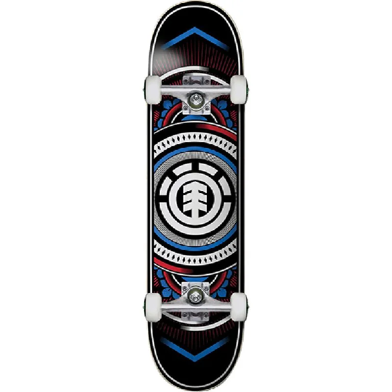 Complete Skateboard Setup for All Riders-Element Hatched Red/Blue 7.75" Complete Skateboard