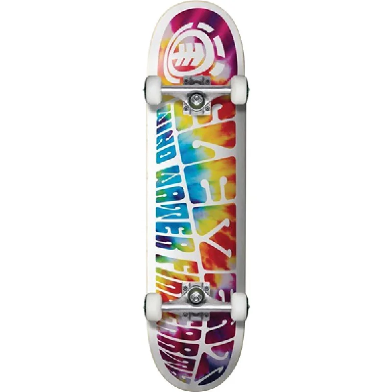 Comfortable Longboard Skateboard for Long Rides-Element Trip Out White/Tie Dye 8.0" Complete Skateboard