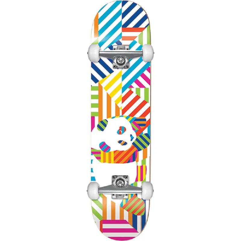 Skateboard with LED Lights for Fun and Visibility-Enjoi Panda Stripes First Push Softwheels White/Multi 7.75" Skateboard