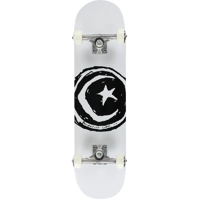 Heavy-Duty Skateboard for Tough Streets-Foundation Star & Moon 7.75" White Skateboard