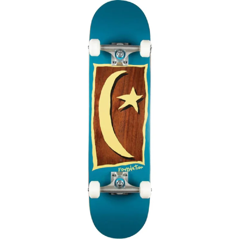 Eco-Conscious Skateboard for Sustainable Transport-Foundation Star & Moon V2 7.88" Blue Skateboard