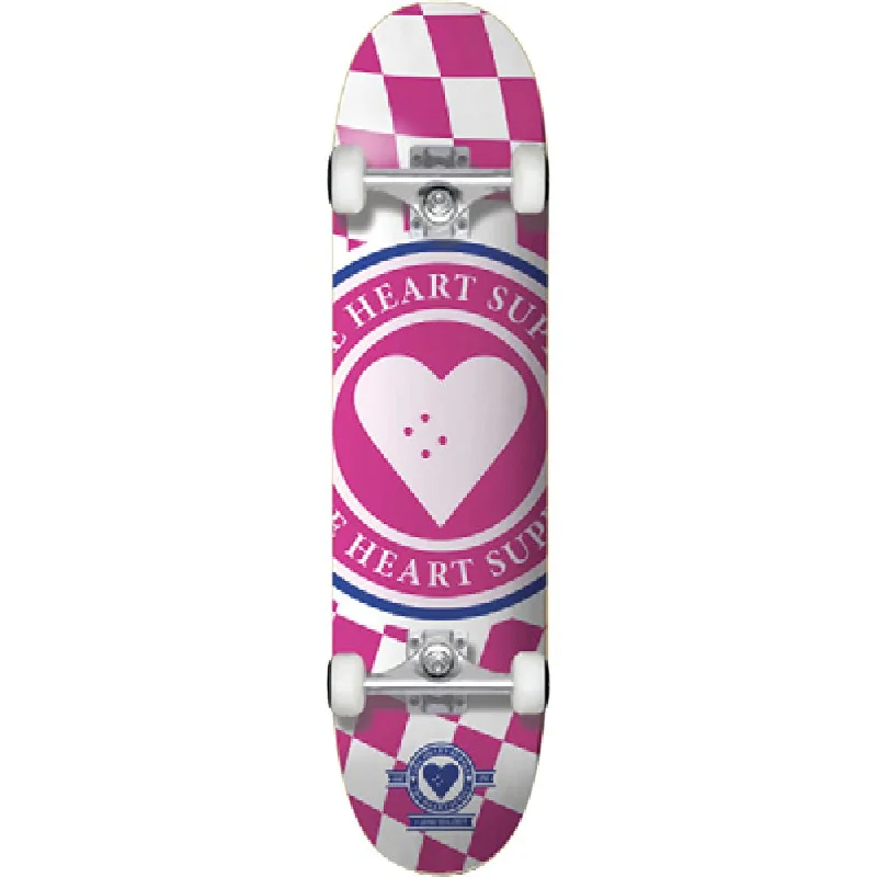 Eco-Friendly Skateboard with Recycled Materials-Heart Supply Insignia Check in Pink 7.75" Skateboard