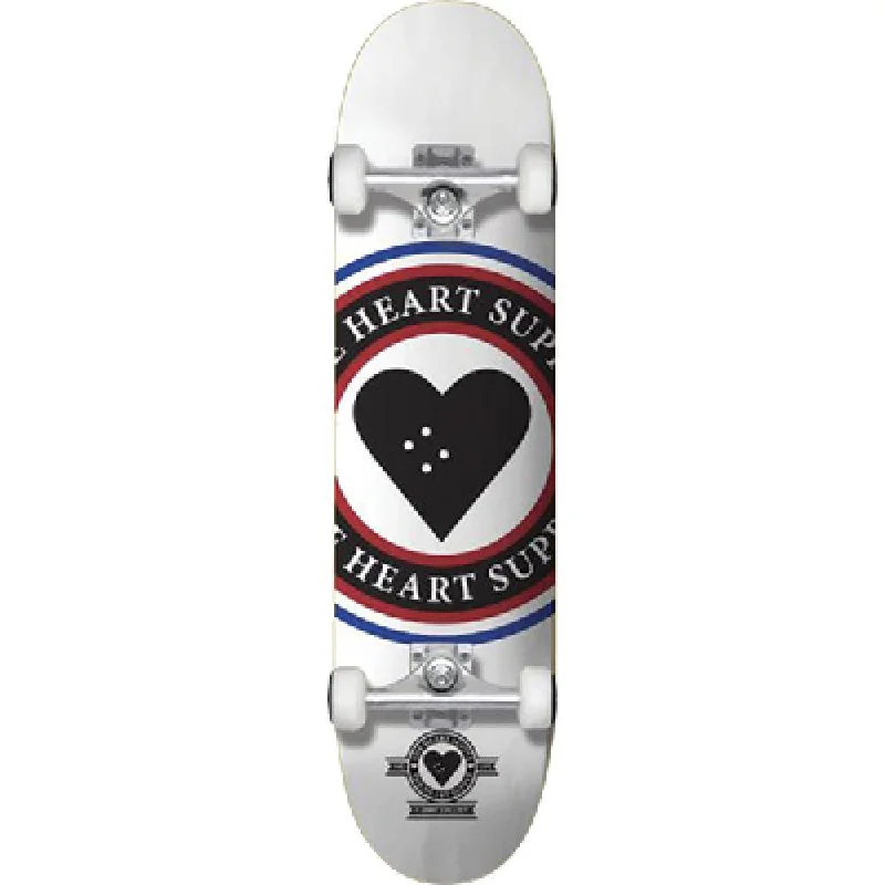 Professional Skateboard with Strong Trucks-Heart Supply Insignia in White 8.25" Skateboard