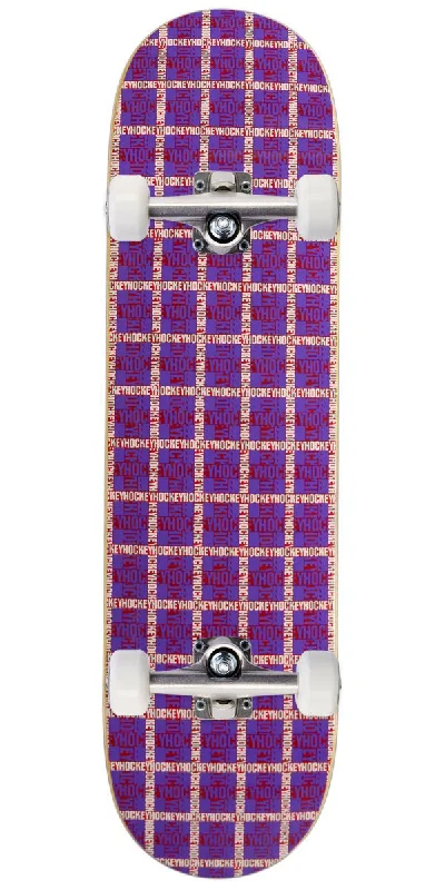 Comfortable Deck Skateboard for Relaxed Rides-Hockey Plaid Skateboard Complete - Purple - 8.25"