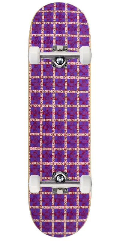 Durable Skateboard for Beginners and Pros-Hockey Plaid Skateboard Complete - Purple - 8.50"