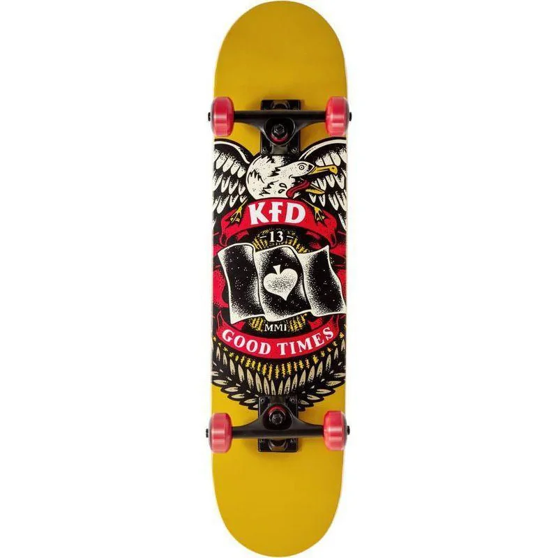 High-Performance Skateboard for Advanced Riders-KFD Young Gunz Badge in Yellow 7.5" Complete Skateboard