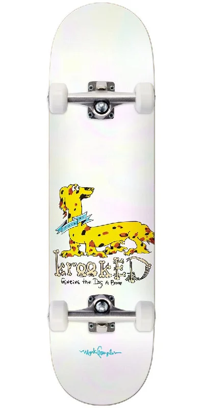 High-Performance Longboard for Cruising and Downhill-Krooked Gonz Dachshund Skateboard Complete - White - 8.62"