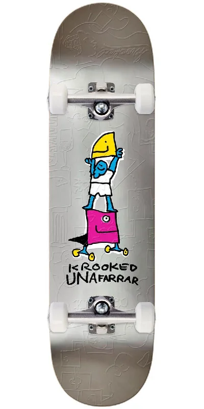 Comfortable Skateboard with Cushioned Deck-Krooked Una Stack Skateboard Complete - Silver - 8.25"