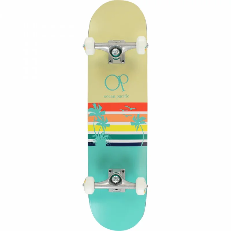 Stylish Mini Skateboard for Young Enthusiasts-Ocean Pacific Sunset Vintage Teal 7.5" Complete Skateboard