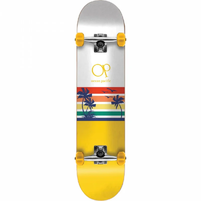 Off-Road Skateboard for Adventure Lovers-Ocean Pacific Sunset White/Yellow 7.75" Complete Skateboard