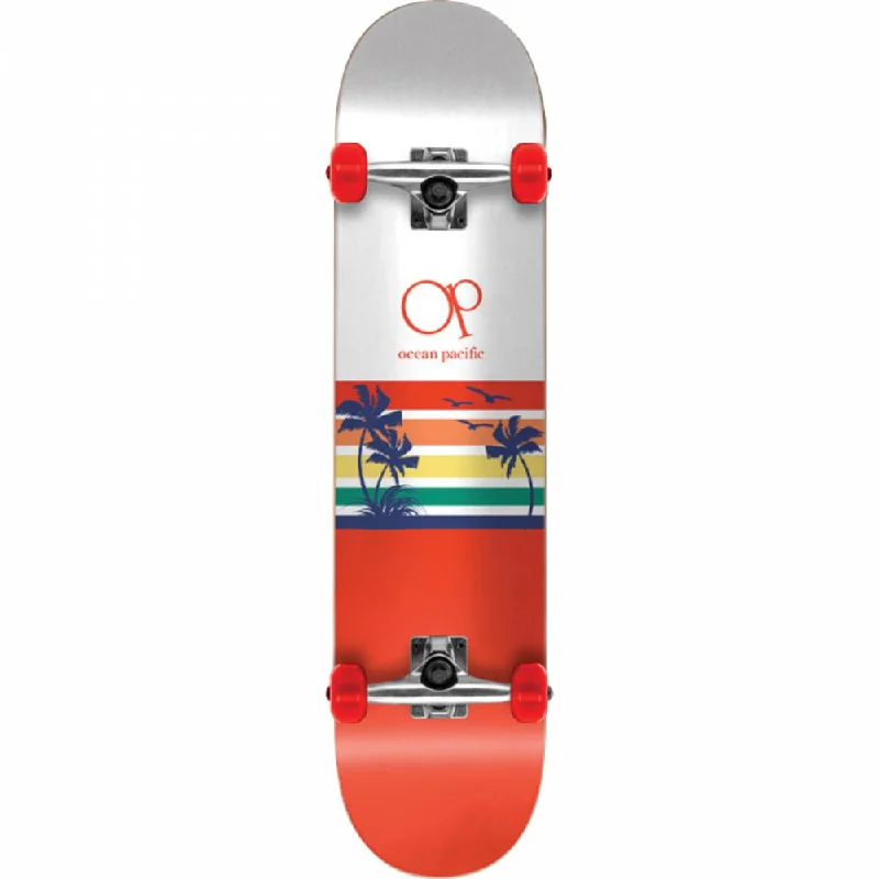 Comfortable Skateboard for Casual Riding-Ocean Pacific White/Red 8.0" Complete Skateboard