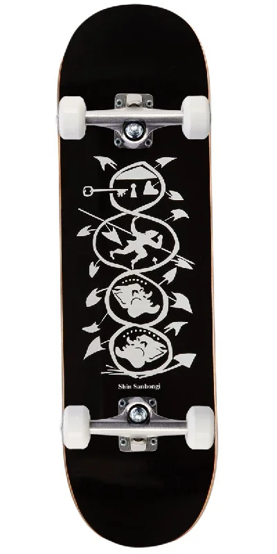 Lightweight Skateboard for Quick Tricks-Polar Shin Sanbongi The Spiral of Life Skateboard Complete - Black - 8.25"