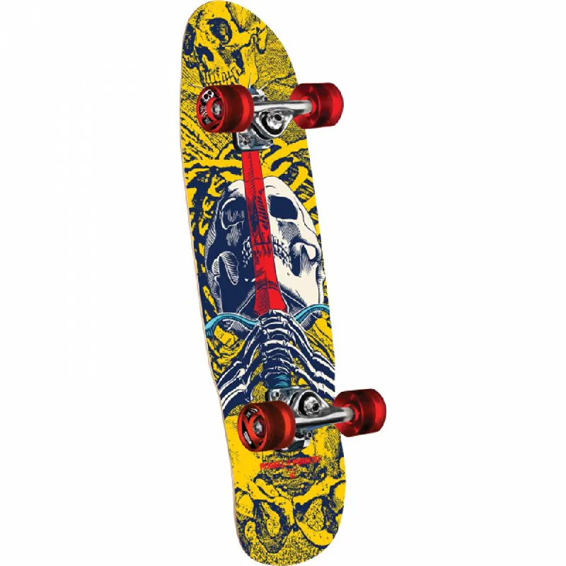 High-Speed Skateboard for Thrill Seekers-Powell Peralta Skull And Sword Mini 8.0" Yellow/Blue Skateboard