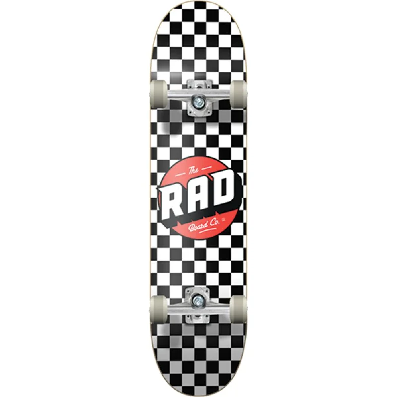 Comfortable Skateboard with Cushioned Deck-RAD Checker White/Black 7.75" Complete Skateboard