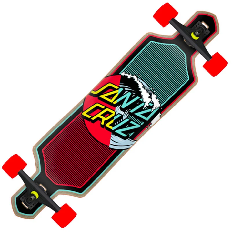 Comfortable Deck Skateboard for Relaxed Rides-Santa Cruz Wave Dot Splice Drop Thru 9.0"