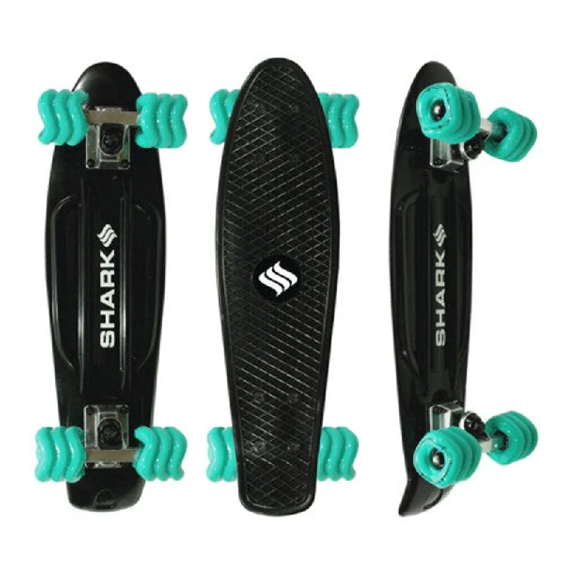 Comfortable Longboard Skateboard for Long Rides-Shark Wheel Polyboard Black 22" Complete Skateboard