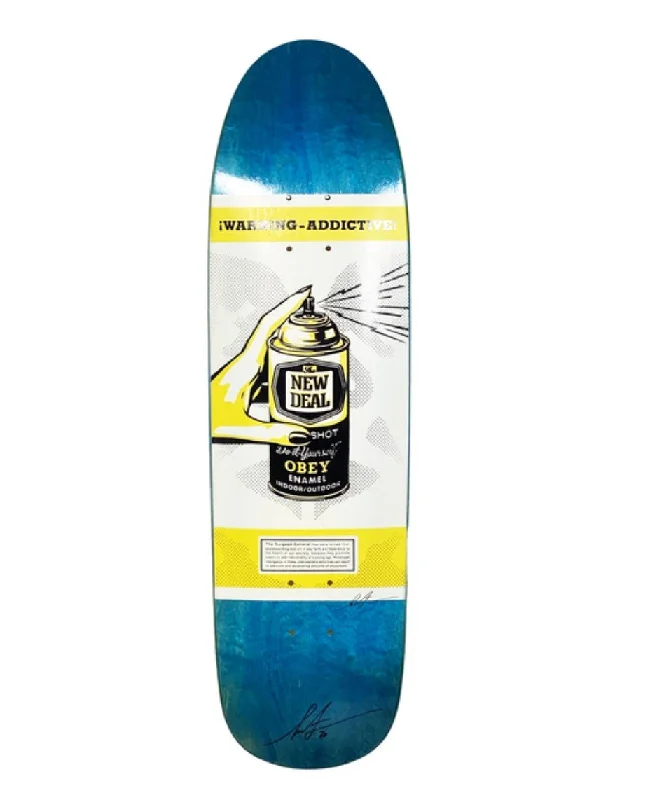 High-Speed Skateboard for Fast Riders-Warning: Addictive- Blue Silkscreen Skateboard by Shepard Fairey- OBEY