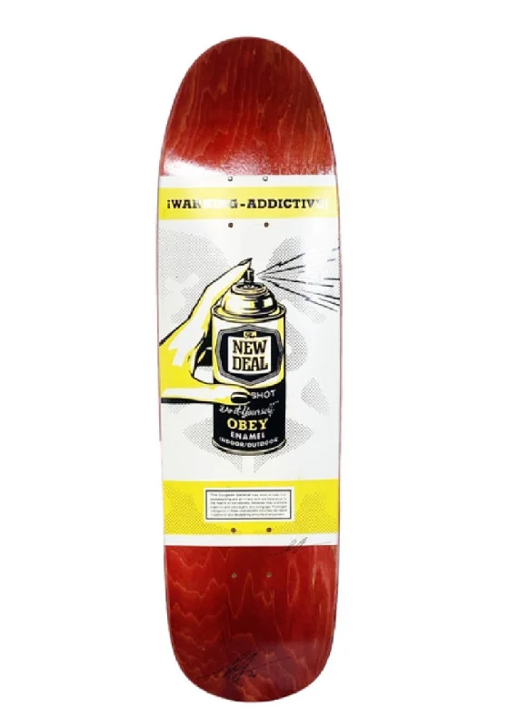 Advanced Skateboard Deck for Professional Skaters-Warning: Addictive- Red Silkscreen Skateboard by Shepard Fairey- OBEY