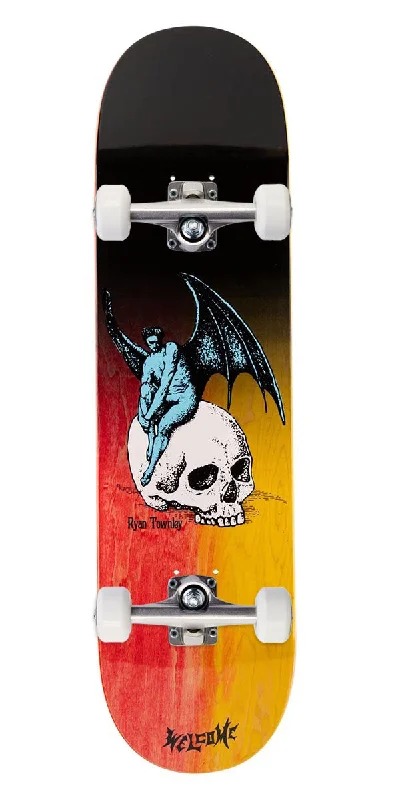 Trendy Mini Cruiser Skateboard for Kids-Welcome Nephilim Ryan Townley Skateboard Complete - Black/Fire Stain - 8.25"