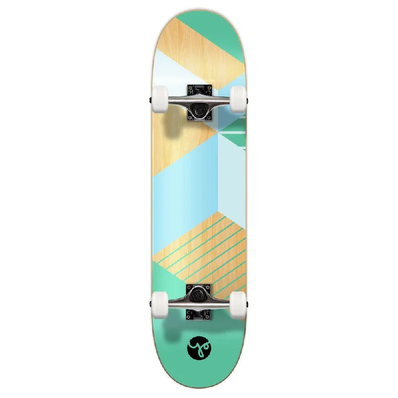 Complete Electric Skateboard for Commuting and Fun-Yocaher Green Geometric Graphic 7.75" Skateboard