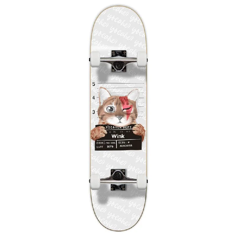 Electric Skateboard with Long Battery Life-Yocaher Rockstar Kitty Cat - White Wink 7.75" Skateboard